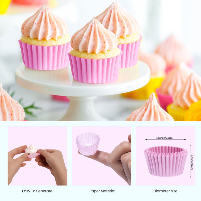 NUOMI 1 Inch Super Mini Cupcake papers Liners Baking Cups 1000 Pack Muffin Lining Wrappers, Pink - Image 4